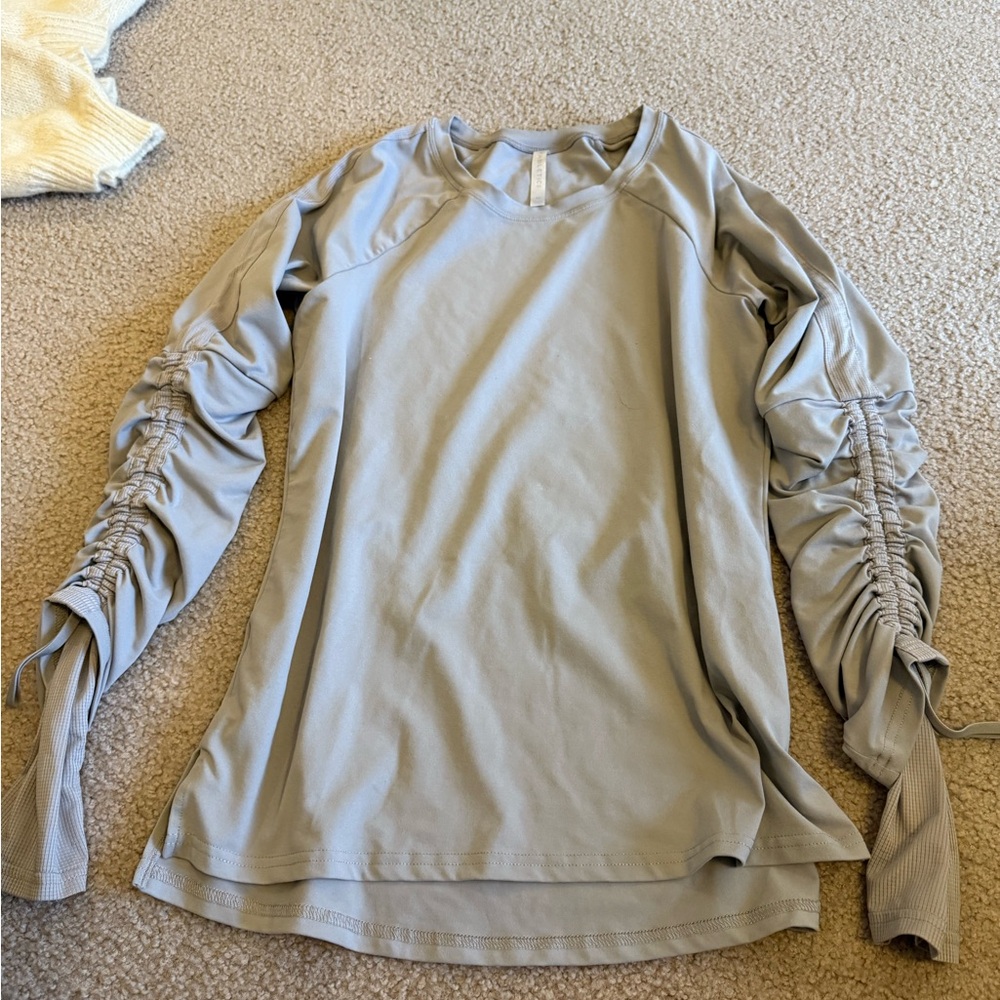 Fabletics Long Sleeve Ruched Top - Light Gray